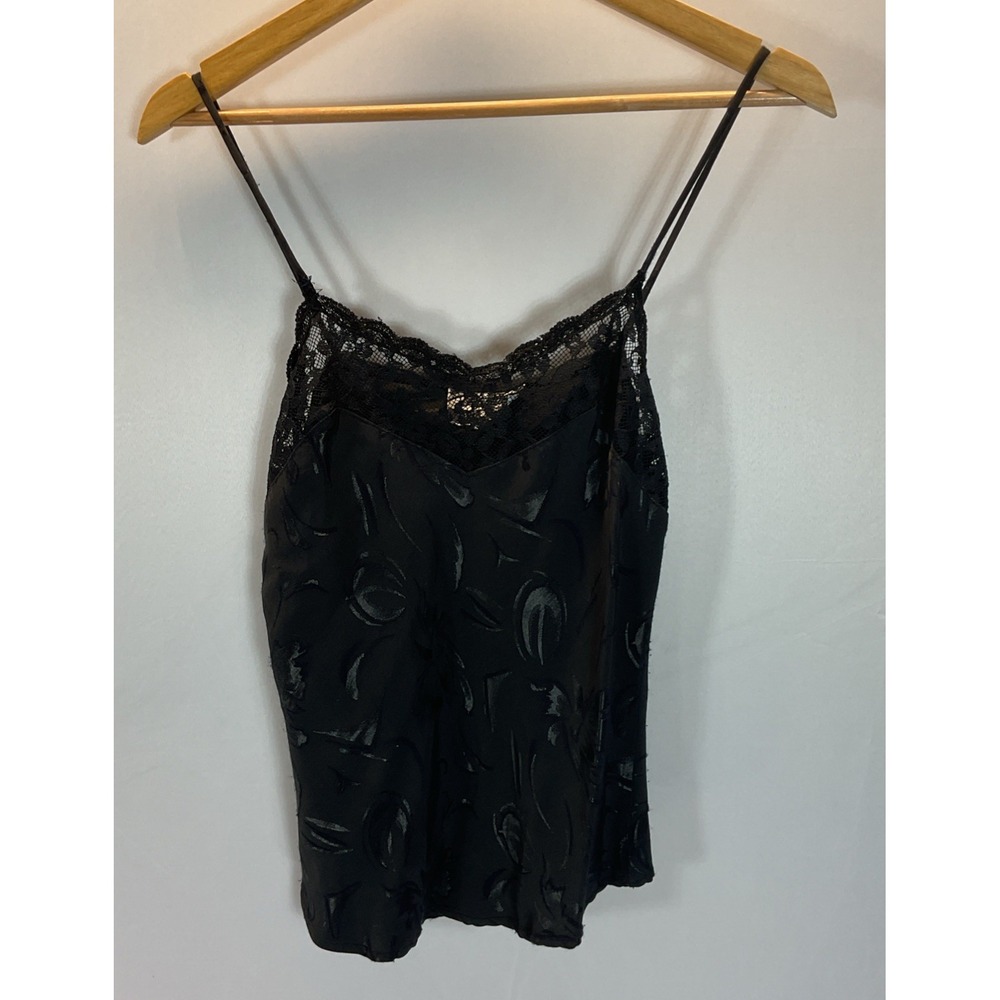 Vintage‎ Marnie West Black Cami Womens Size L  Lace Floral Witchy